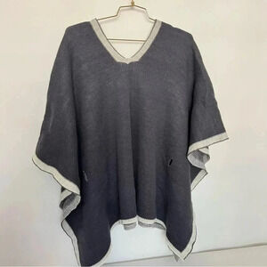 Save the Ocean Sustainable Pullover Poncho Gray Colorblocked Lightweight Warm